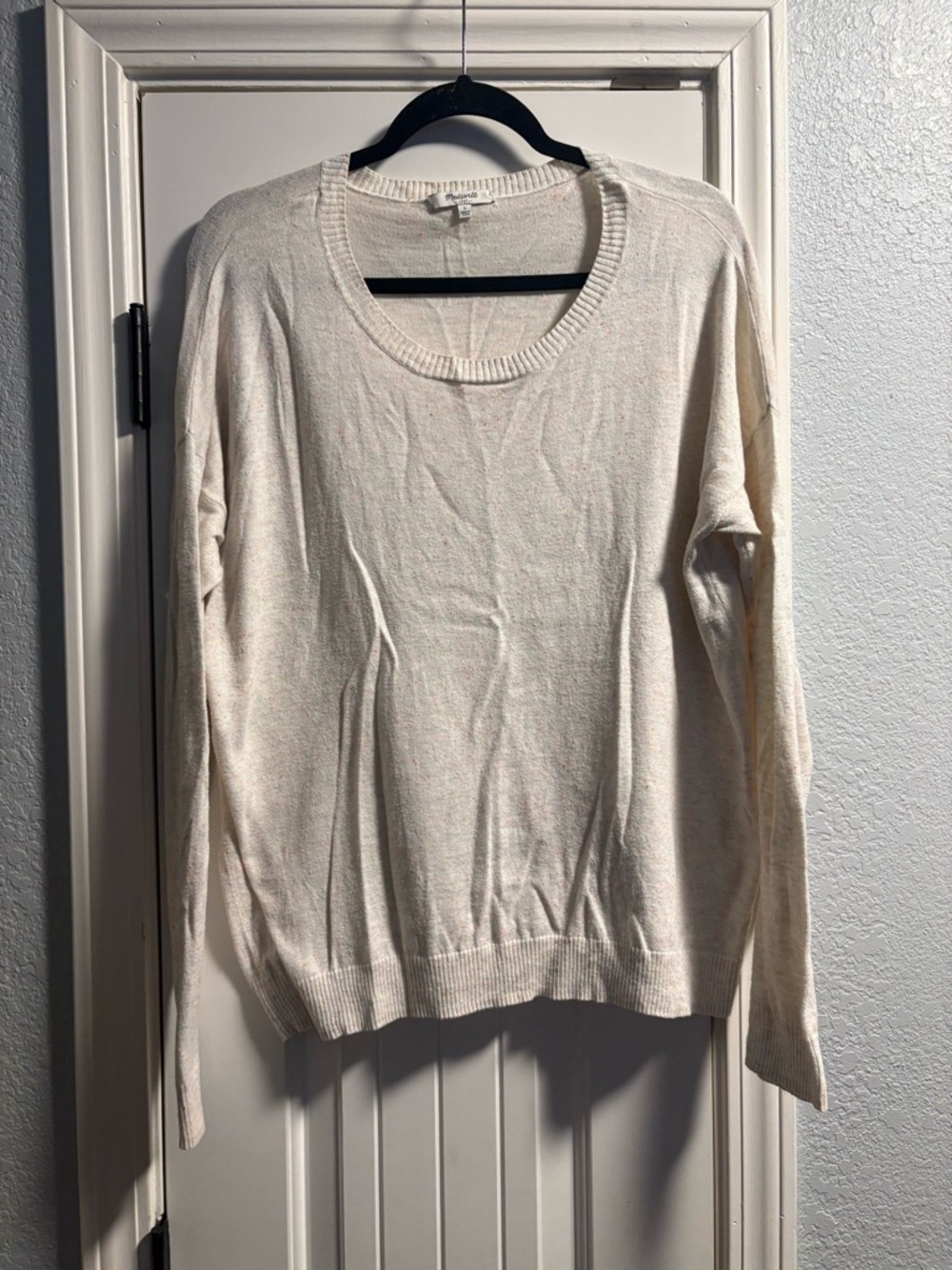 Madewell Cream Scoop-Neck Lightweight Knit Sweater Confetti Print Large